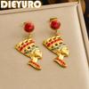 DIEYURO Серьги из нержавеющей стали 316L с золотым покрытием, винтажные, с инкрустацией Красным бирюзовым, в стиле Египетской царицы, женские, модные, нетускнеющие