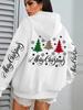 Merry Christmas Plaid Tree Print Hoodie Fall Hoodie Hip Hop Streetwear Sweater