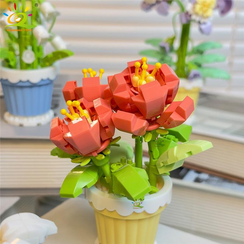 HUIQIBAO MOC Вечный Букет Микро Строительные Блоки Цветочная Модель DIY Домашний Настольный Декор Растение Собираемый Кирпичный Конструктор Для Детей