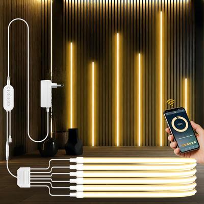Bluetooth-приложение и RF-пульт, диммируемая COB LED неоновая лента для акустической деревянной реечной решетки, настенной панели для ТВ-фона и декора шкафа