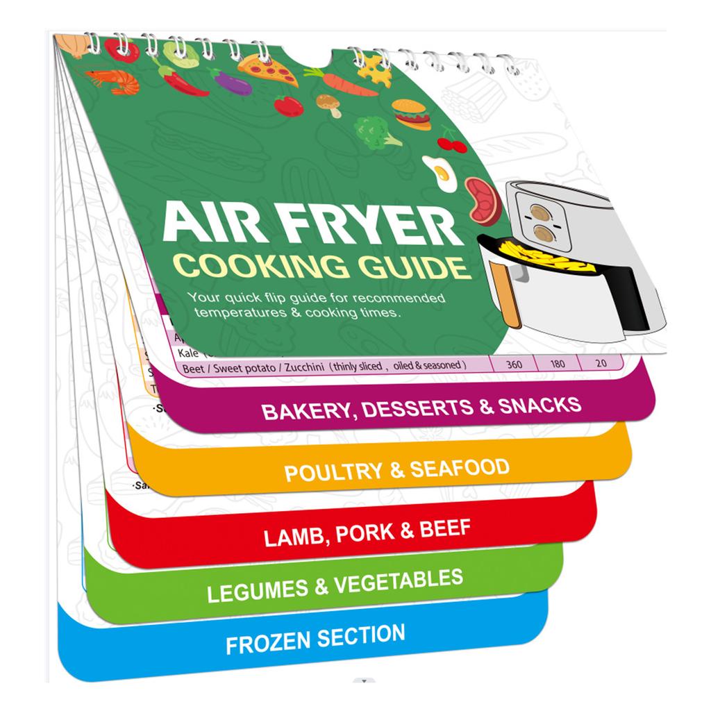 Air Fryer Magnetic Cooker Cheat Sheets Perfect Temperature Cooking Time Guide Magnet Cookbook for Meat Beef Chicken