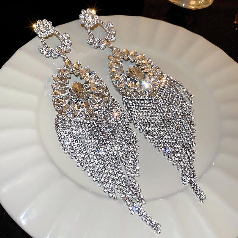 Серьги-кисточки с бриллиантами в виде цветков «Серебряная игла» класса люкс 2025 - Элегантный европейский и американский стиль для женщин