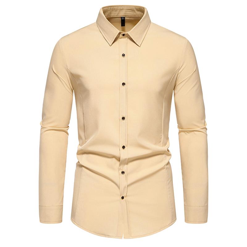 Мужская однотонная рубашка Cozy Up с длинными рукавами и складками, повседневная рубашка на пуговицах