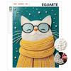 5D DIY Pearl Art Kit – Cute Cat With Glasses And Scarf Decor & Home Wall Decoration