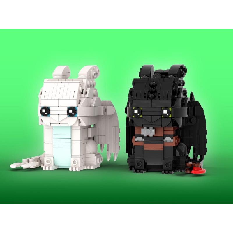 Платиновый Кирпич MOC-207603: Беззубик и Беззубик Квадратная Голова - Как приручить дракона