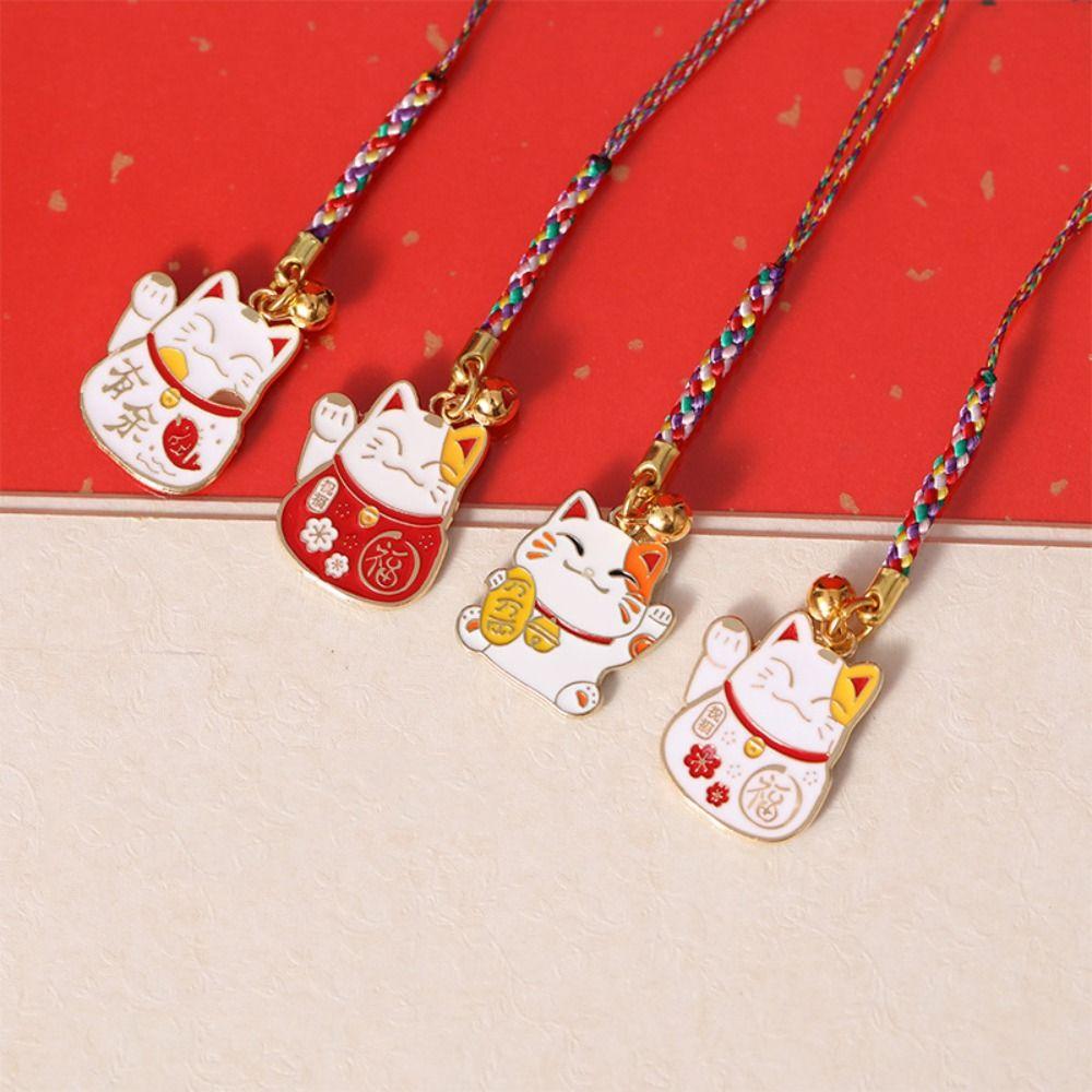 Lucky Cat Chinese Style Cat Phone Pendant Chinese Style Fortune Cat Phone Chain Birthday Kids Gift
