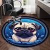 S Blue Shapi Dog Round Rug Nonslip Area Rug Office Chair Mat Carpet For Living Room Bedroom Home Decor