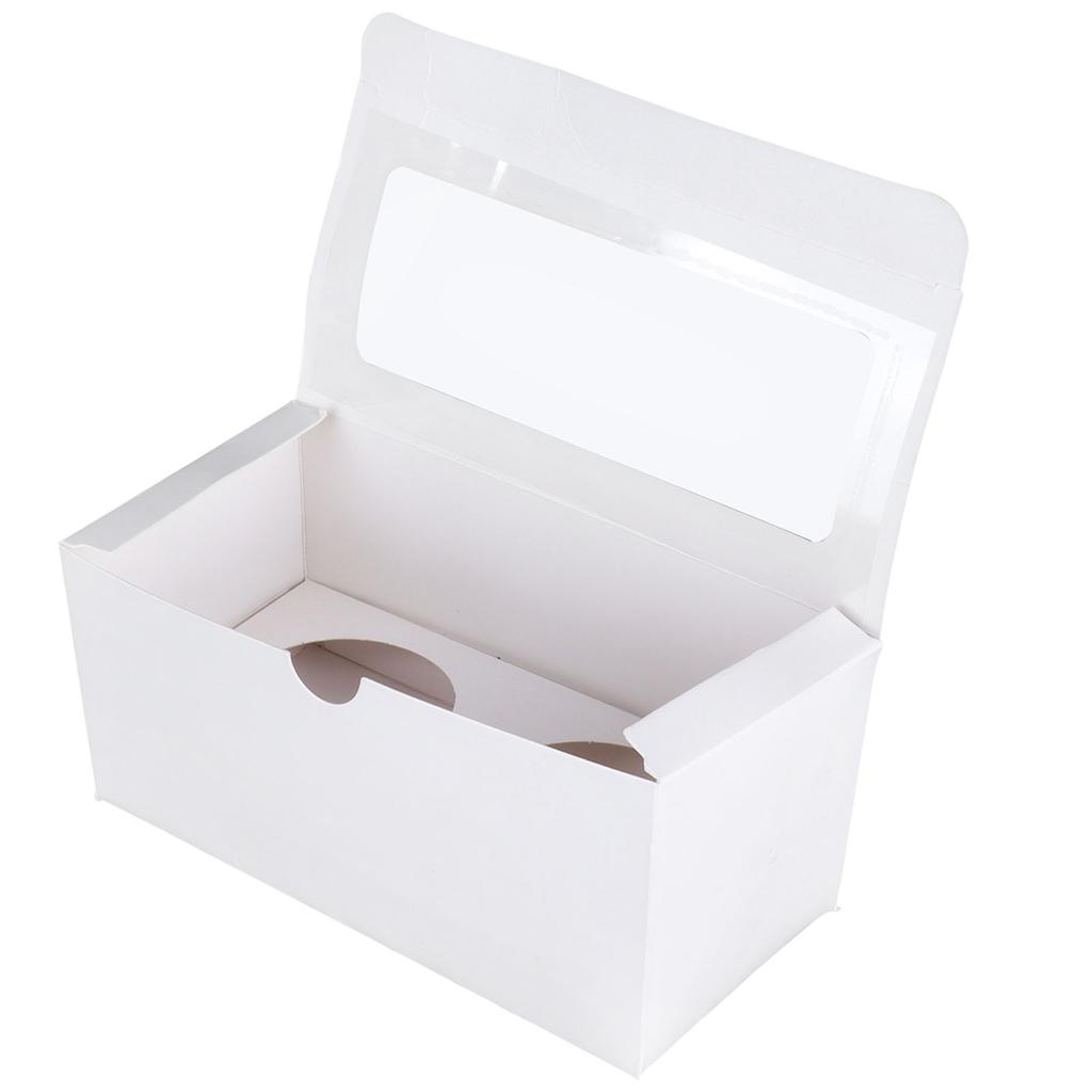 2 Hole Cupcake Box 25PCS Pack Cup Cake Window Face Boxes Display Muffin Wedding