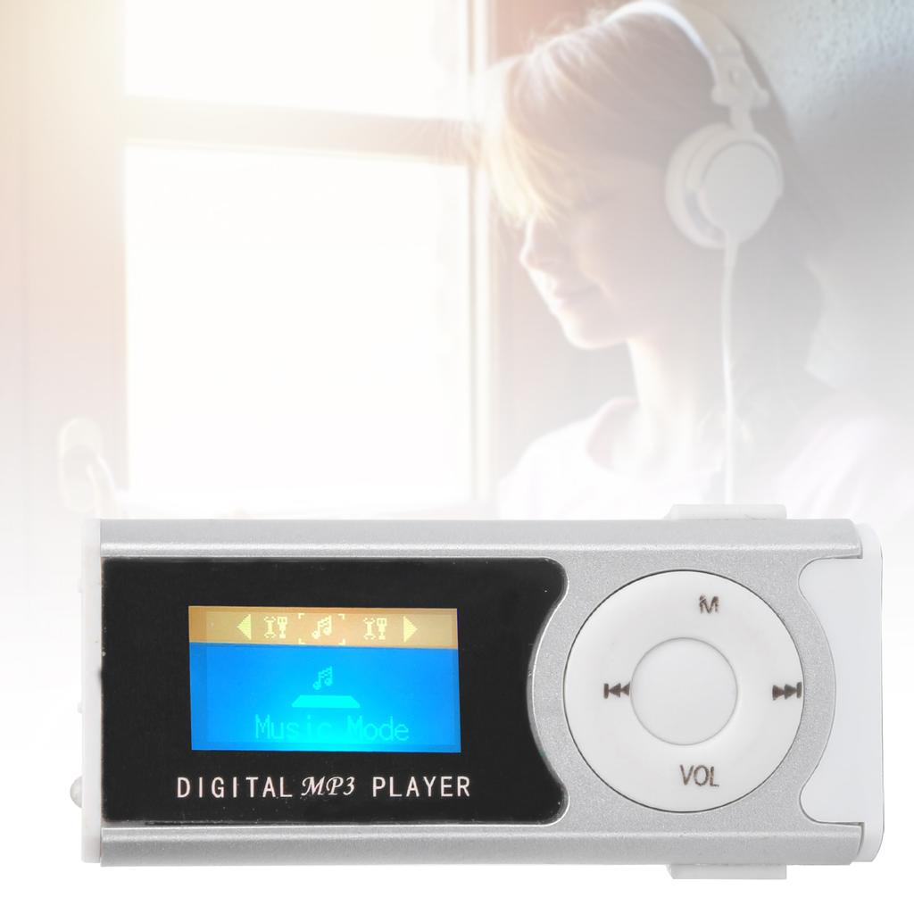 Портативный спортивный MP3-плеер Фонарик Зажим на спинку LCD Экран Музыкальный медиаплеер(Серебряный )