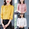 Chiffon Shirt Ladies New Year's New Early Spring and Autumn Fashionable Small Shirt Long Sleeve Top Base Shirt