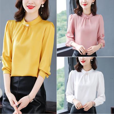 Шифоновая рубашка женская новогодняя новинка ранней весны и осени модная маленькая рубашка с длинным рукавом базовая рубашка