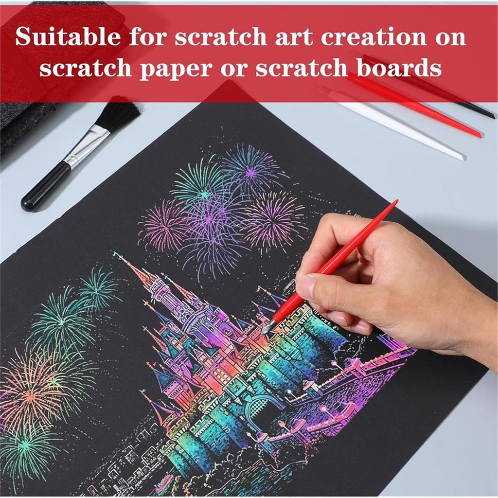 20pcs ScratchArt Tools Stylus Sticks Tools for Adults with Bag Pen Color Pens Paper Painting Scratchboard Crafts Set