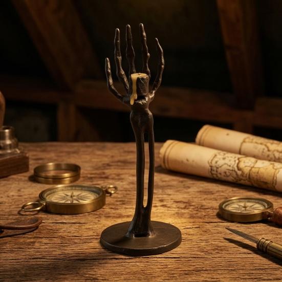 yangyizhi Halloween Skeleton Candle Holder, Gothic Resin Hand And Standing Candlestick Holders for Table Mantel Decor