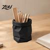 Modern Home Interior Decor Paper Bag Style Plant Pot, 3D Printed Creased Shaped Flower Pot Minimalist Vase & Pencil Holder for Office Decor,