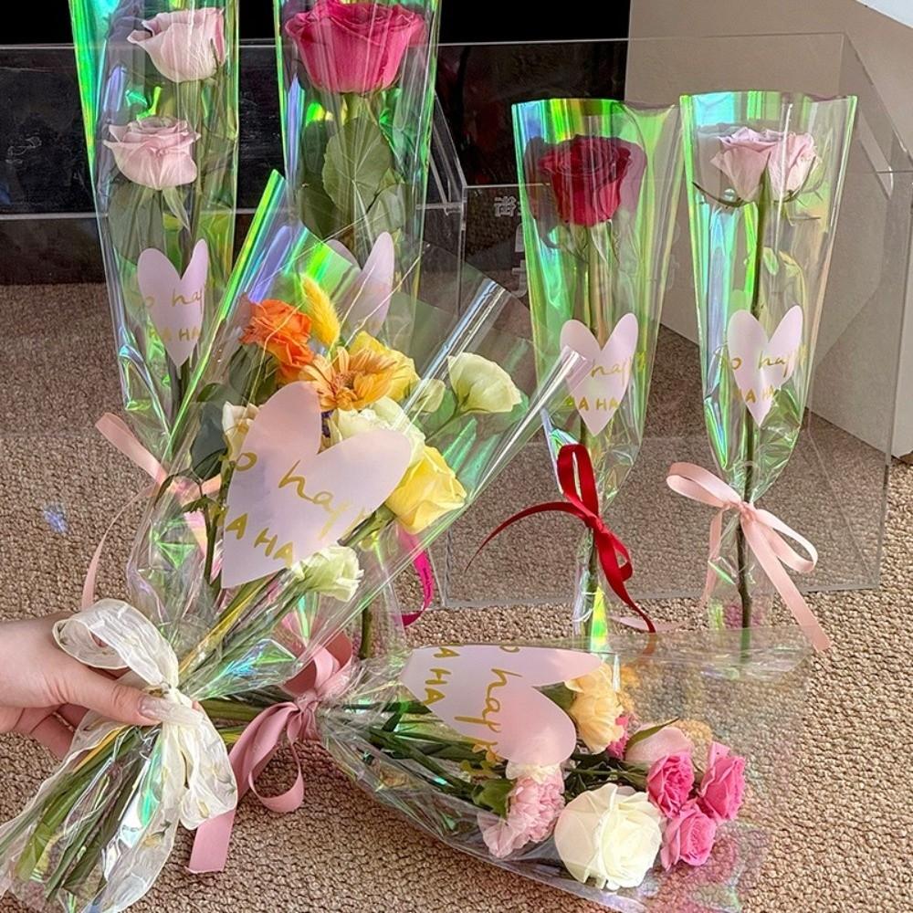 30 шт. Пакет для упаковки цветов в форме сердца с любовью, Водонепроницаемый рукав для упаковки букетов, Пакет для упаковки цветов