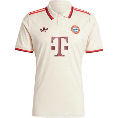 Adidas Оригинальная футболка SS24 24/25, третья футболка FC Bayern Series Letter, повседневная футболка с коротким рукавом в стиле ретро, мужская, бежевая, IZ3129