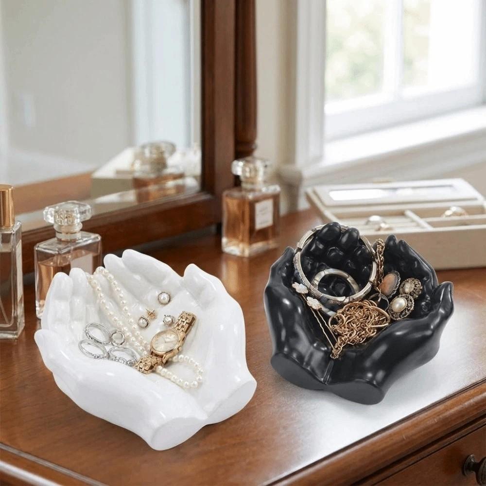 Resin Hand Shaped Key Tray Decorative Key Storage Tray Palm Ornament Cupped Hands Tray Bedroom