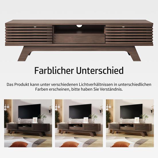 TV Media Cabinet with One Drawer And Two Doors Furniture Panel Panel Cabinet. Unique Design Vintage Wood Color. 150x35x44cm Television Stand