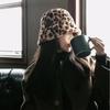 Leopard Print Fisherman Cap Plush Panama Hat Outdoor Basin Sun Cap  for Women