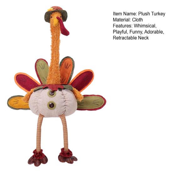 Turkey Decoration Plush Stuffed Turkey Doll with Retractable Neck Stretchable