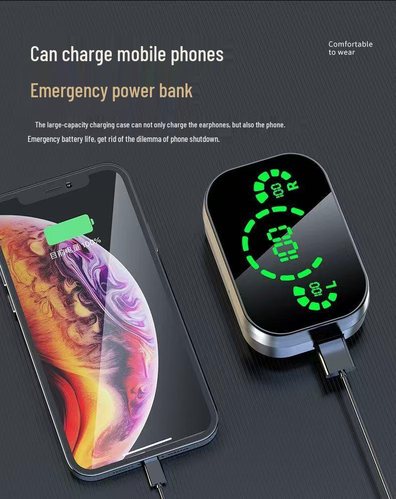 YD03 HD Mirror Digital Display Bluetooth Headset with Large Battery and Deep Bass