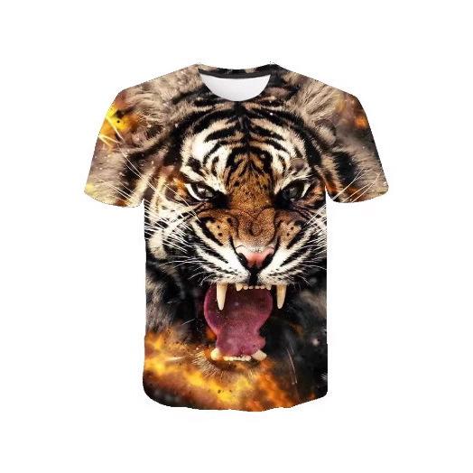 Summer Tiger 3D Printed T-Shirt Street Clothing Animal Men Fashion Oversized Sleeves T-Shirt O-Neck T-Shirt T-Shirt