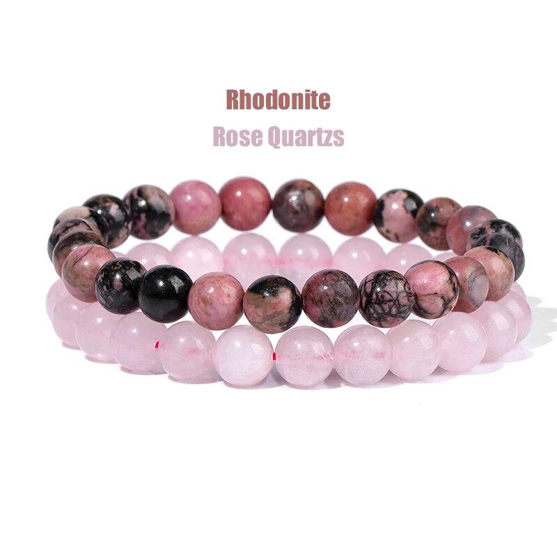 2 шт./компл. браслеты для женщин, набор браслетов из натурального камня, агаты, 8 мм, бисер, бирюзовый кристалл, браслет, мужские ювелирные изделия, исцеление