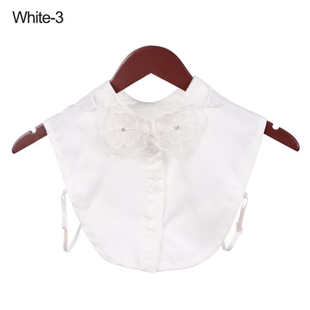 Front Tie White Fake Collar Stand Beads Detachable Collar Fake Women Vintage Crystal Lace Ladies False Blouse Collar Half Shirt