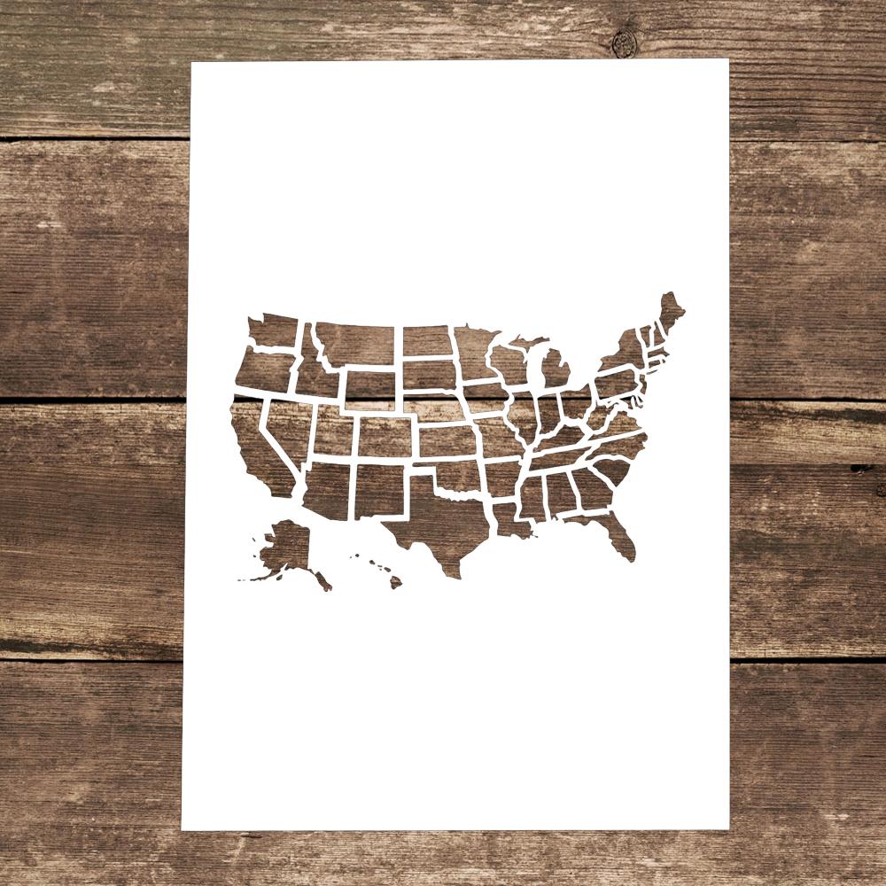 A4 Size Decorative Reusable Map of America Stencil Template Painting Stencils for DIY Crafts Scrabooking Painting On Wood,Canvas,Floor,Wall and Tile