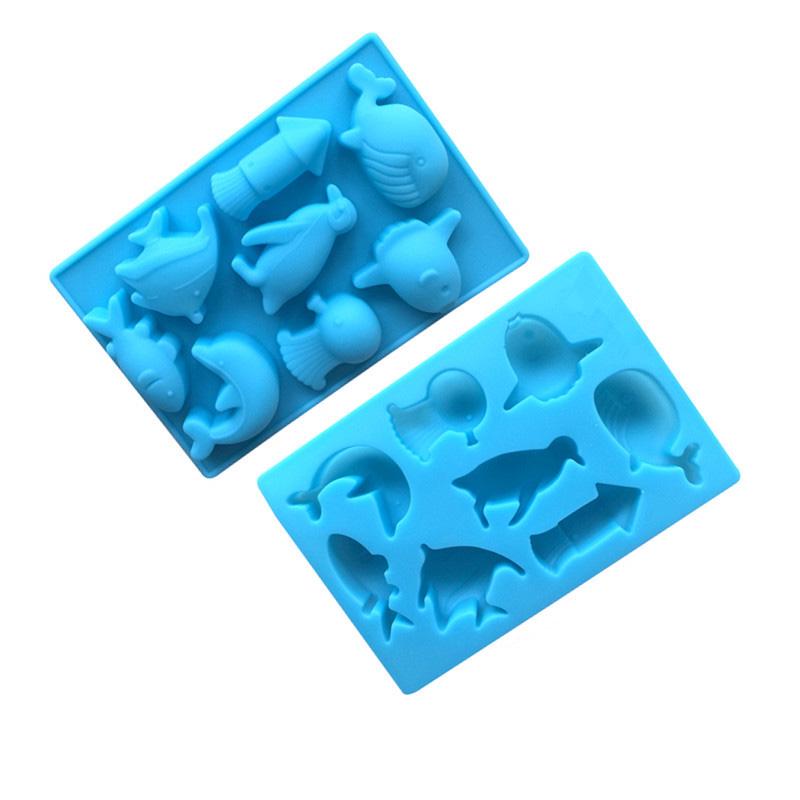 Ice Cube Cartoon 8 Hole Fish Dolphin Ice Tray Chocolate Mold DIY Baking Mold Aromatherapy Mold