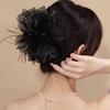 Large Flower Feather Claw Clip for Women - High-End, Exaggerated Hair Volume Hairpin Accessory
