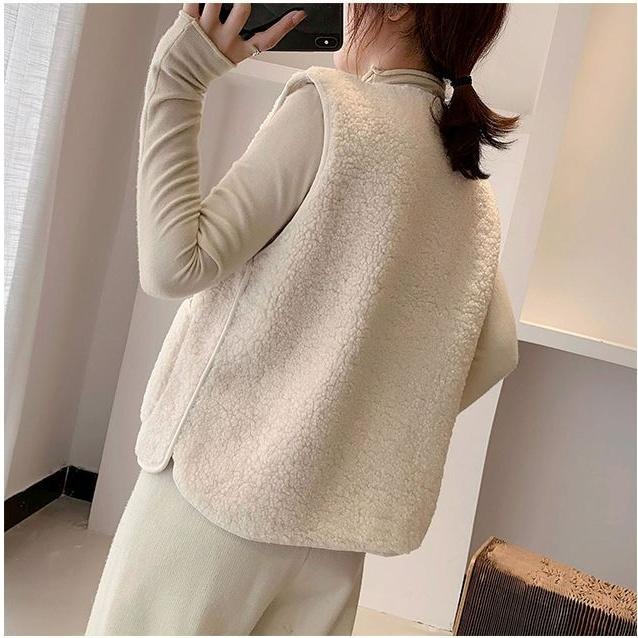 Меховой интегрированный гранулированный флисовый жилет женский в западном стиле осенне-зимняя мода гранулированный флисовый жилет верхняя одежда жилет верхний