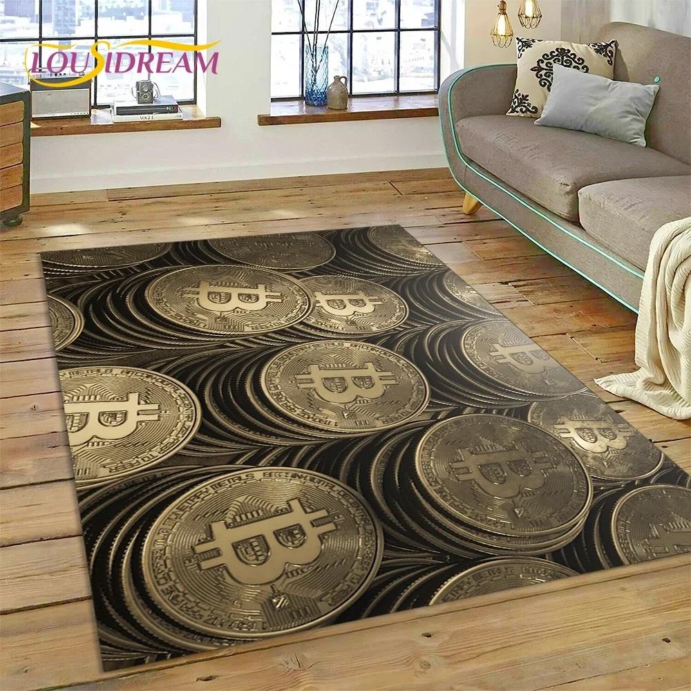 3D Ковер Bitcoin Виртуальная Валюта NFT для Спальни Гостиной Дома Декор Дивана, Детская Игра Большой Декоративный Напольный Коврик