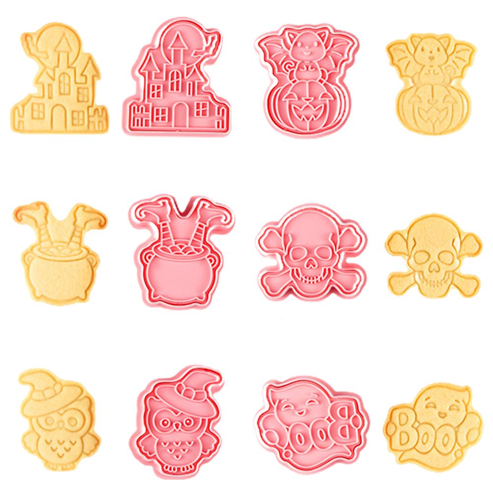 6Pcs 3D Halloween Cookie Cutter Set Cartoon Biscuit Mold for Fondant Pastry Baking