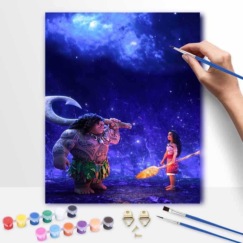Disney Moana Maui digital oil painting art handmade diy gift home decoration