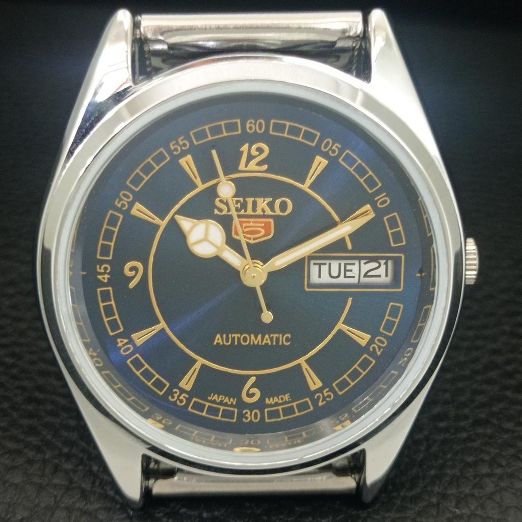 ЯПОНСКИЕ ВИНТАЖНЫЕ ОТРЕМОНТИРОВАННЫЕ МУЖСКИЕ АВТОМАТИЧЕСКИЕ ЧАСЫ SEIKO 5 6309A С СИННИМ ЦИФЕРБЛАТОМ a443355-1