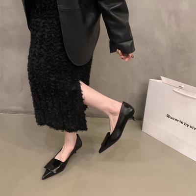 Французский темперамент светской львицы черные остроносые туфли женские туфли 2024 новые весенние и осенне-зимние серебристые туфли на шпильке на высоком каблуке