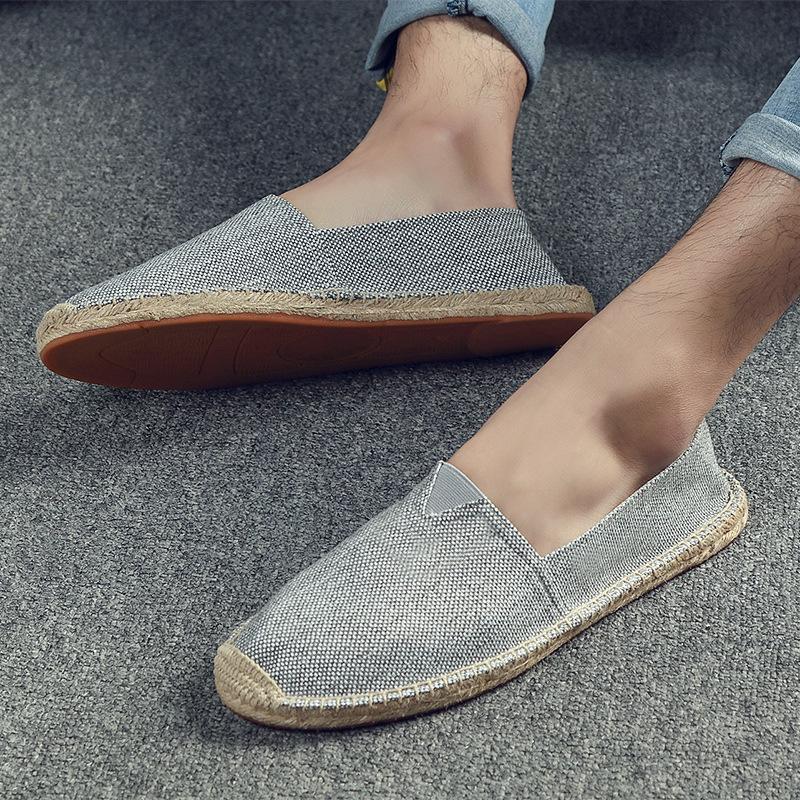 Retro trend breathable canvas shoes summer linen men's fisherman shoes casual one-pedal cotton and linen wear-resistant loafers