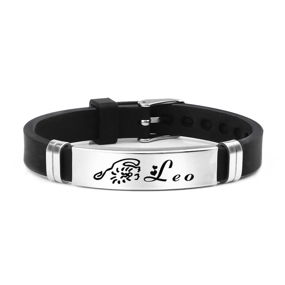 Мода 12 Созвездий Силиконовый Браслет Из Нержавеющей Стали Зодиак Гороскоп Регулируемый Браслет Для Пары Подарок На День Рождения Ювелирные Изделия для Женщин Мужчин