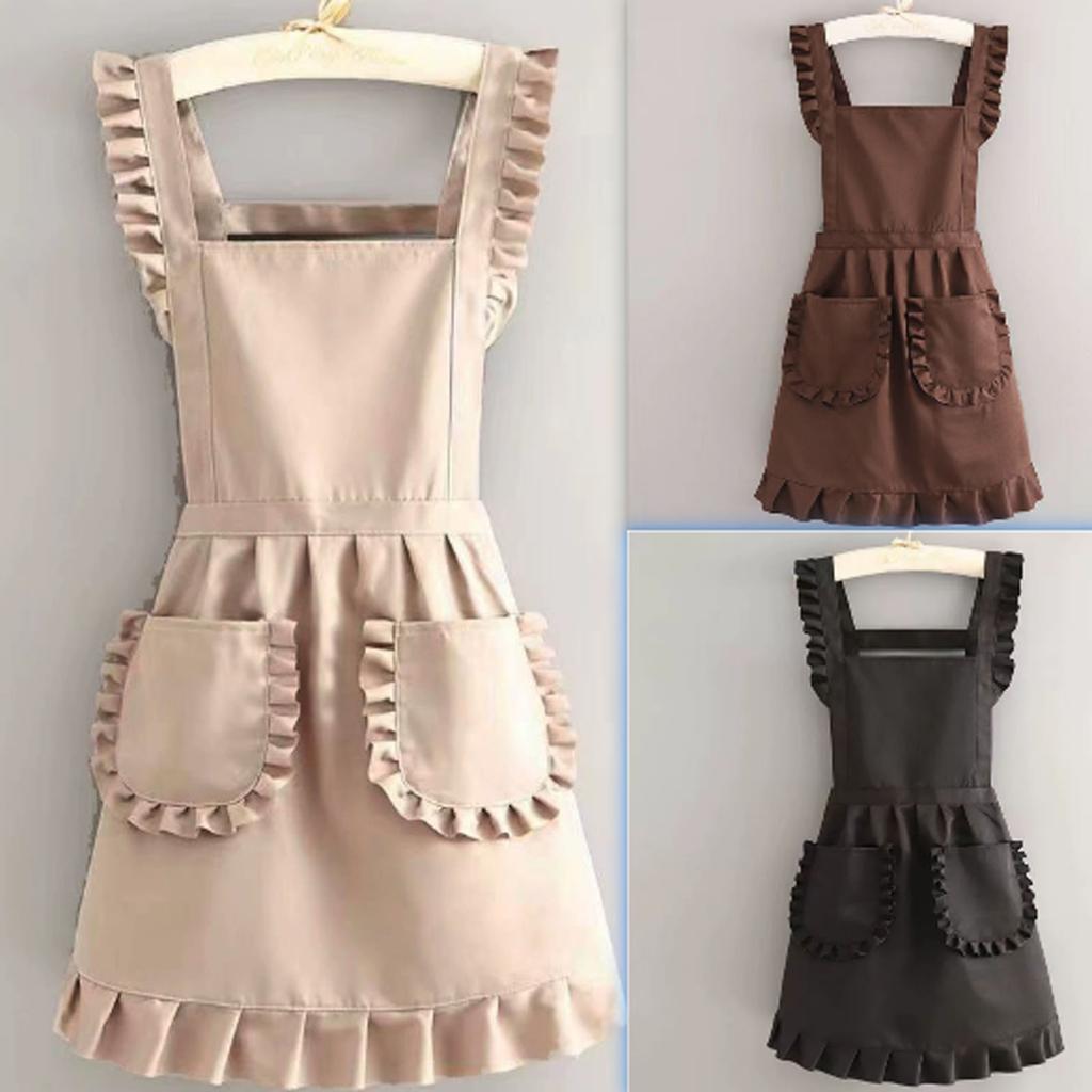 Lovely Aprons Cooking Aprons Large Pockets Cute Art Painting Apron For Florist Shop Kitchen Cooking Pocket Apron