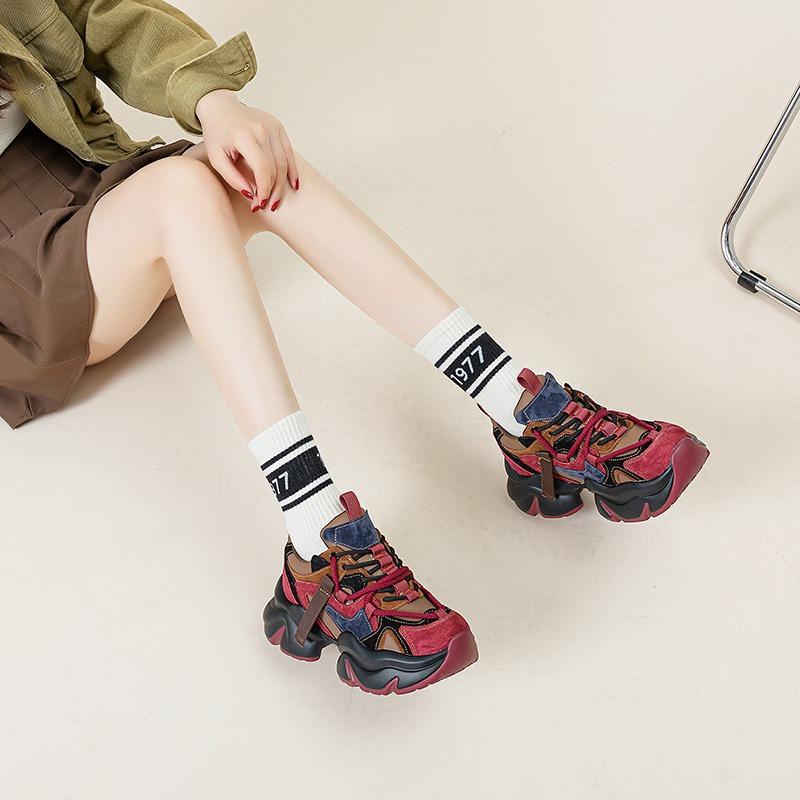 Leather Women, Winter New Velvet Platform Casual Sports Shoes Women and Women