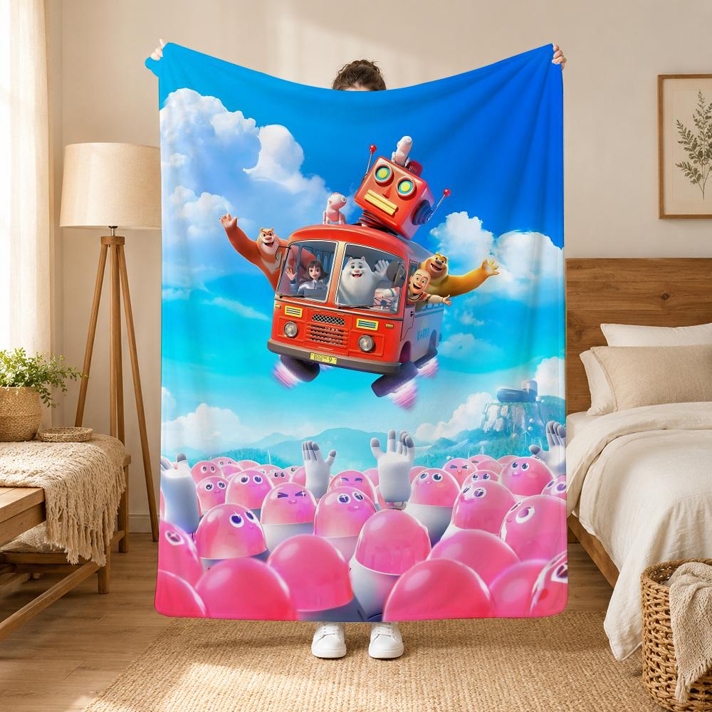 Boonie Bears Cartoon Throw 240g flannel blanket, suitable for sofas, beds, offices, exquisite gift blankets