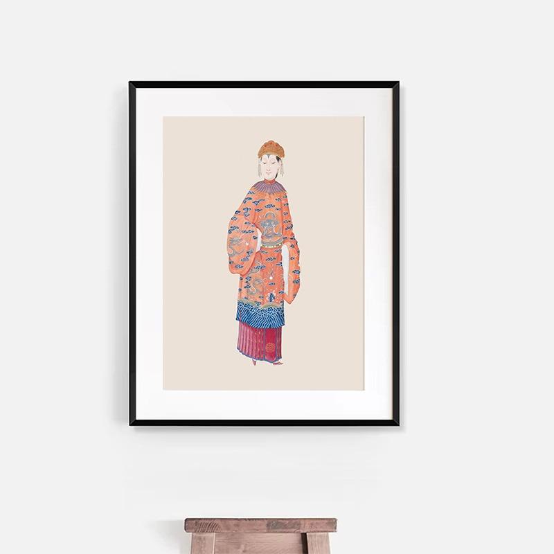 Винтажные китайские императоры в традиционных костюмах Азиатский портрет Постер Холст Живопись Настенное искусство Картинки Домашний декор интерьера Подарок