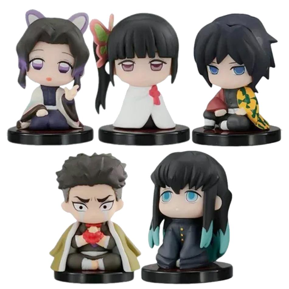 Фигурка Игрушка Клинок Рассекающий Демонов Аниме Kimetsu no Yaiba Q Версия Сидящий Танджиро Незуко Иноске Зеницу PVD Фигурка Модель Кукла Подарок