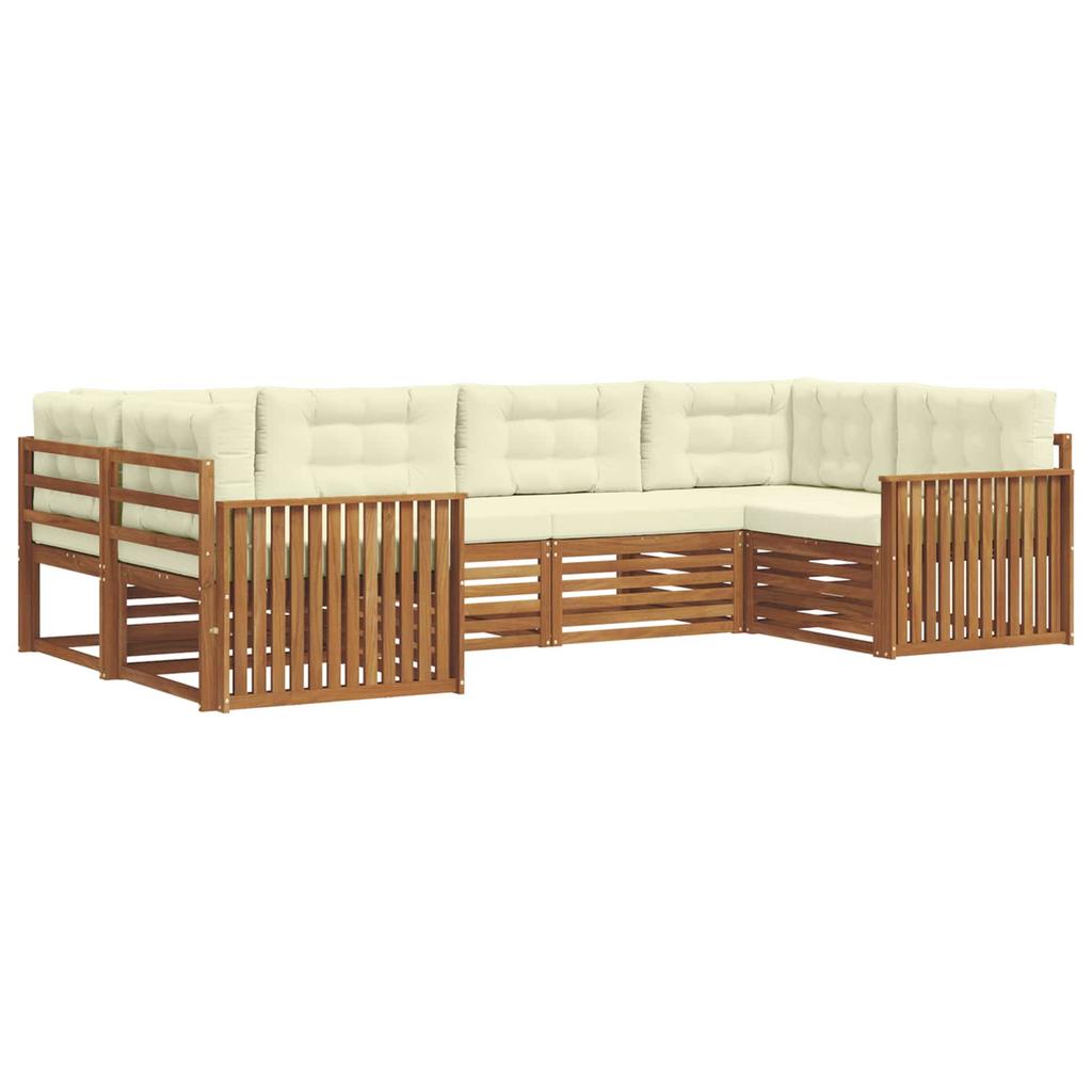 Outdoor Sofa Set with Cushions 6 pcs Natural and Cream