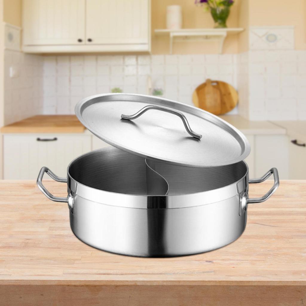 Кастрюля с разделителем Китайская крышка 2-сторонняя кастрюля для супа Толстая кухонная посуда Приготовление пищи