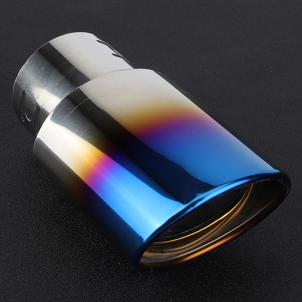 Stainless Steel Car Modified Exhaust Tip Muffler Pipe Rear Tail Throat Titanium Blue 62mm 2.4in