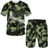 3D Camouflage Fishing Clothing Men's Shorts Sets Summer Sports Suit Casual T Shirts+Shorts 2PCS Outfits Fashion O-Neck Tracksuit
