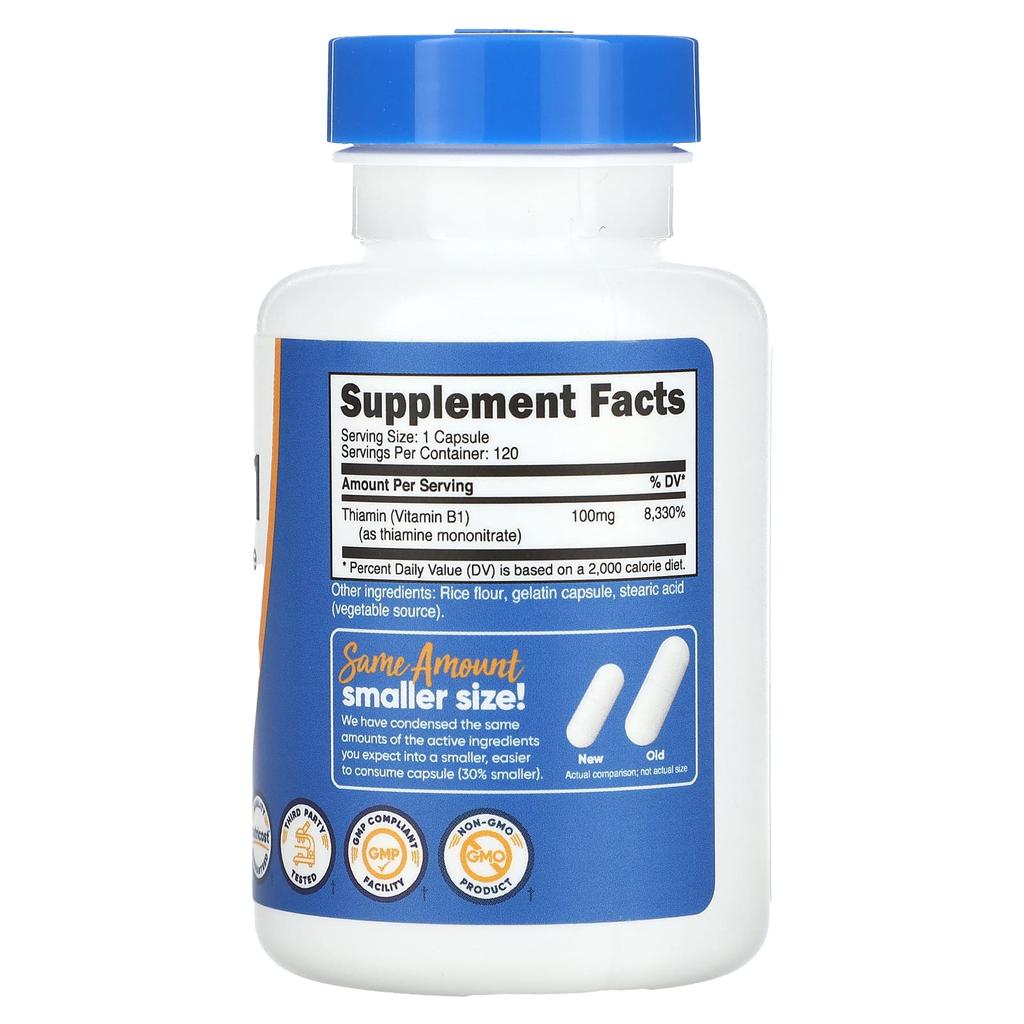 Nutricost, Vitamin B1, 100mg, 120 capsules