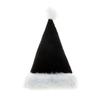 Santa Hat Plush Eye-catching Widely Use Black Soft Xmas Santa Cap for Home